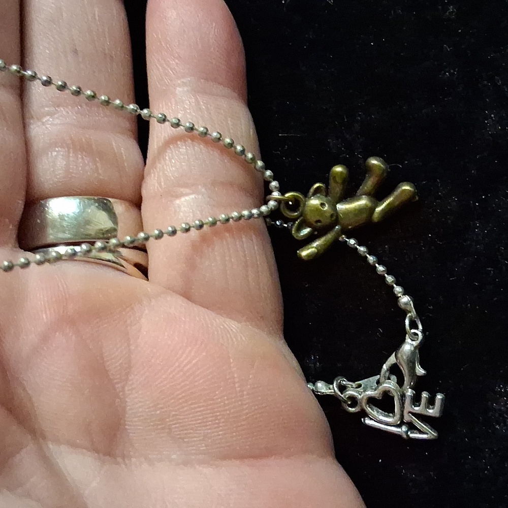 Gold Teddy Bear Pendant Necklace 16 In Long . - Picture 3 of 8